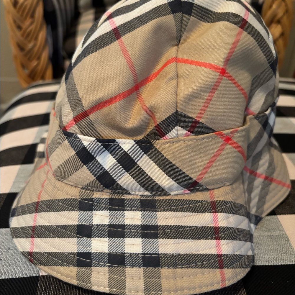 Burberry Beige and Red Checkered Hat